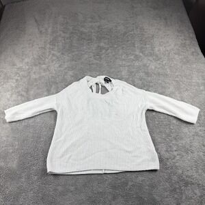 Express Ribbed Knit Open Back Sweater Junior Womens Small White‎